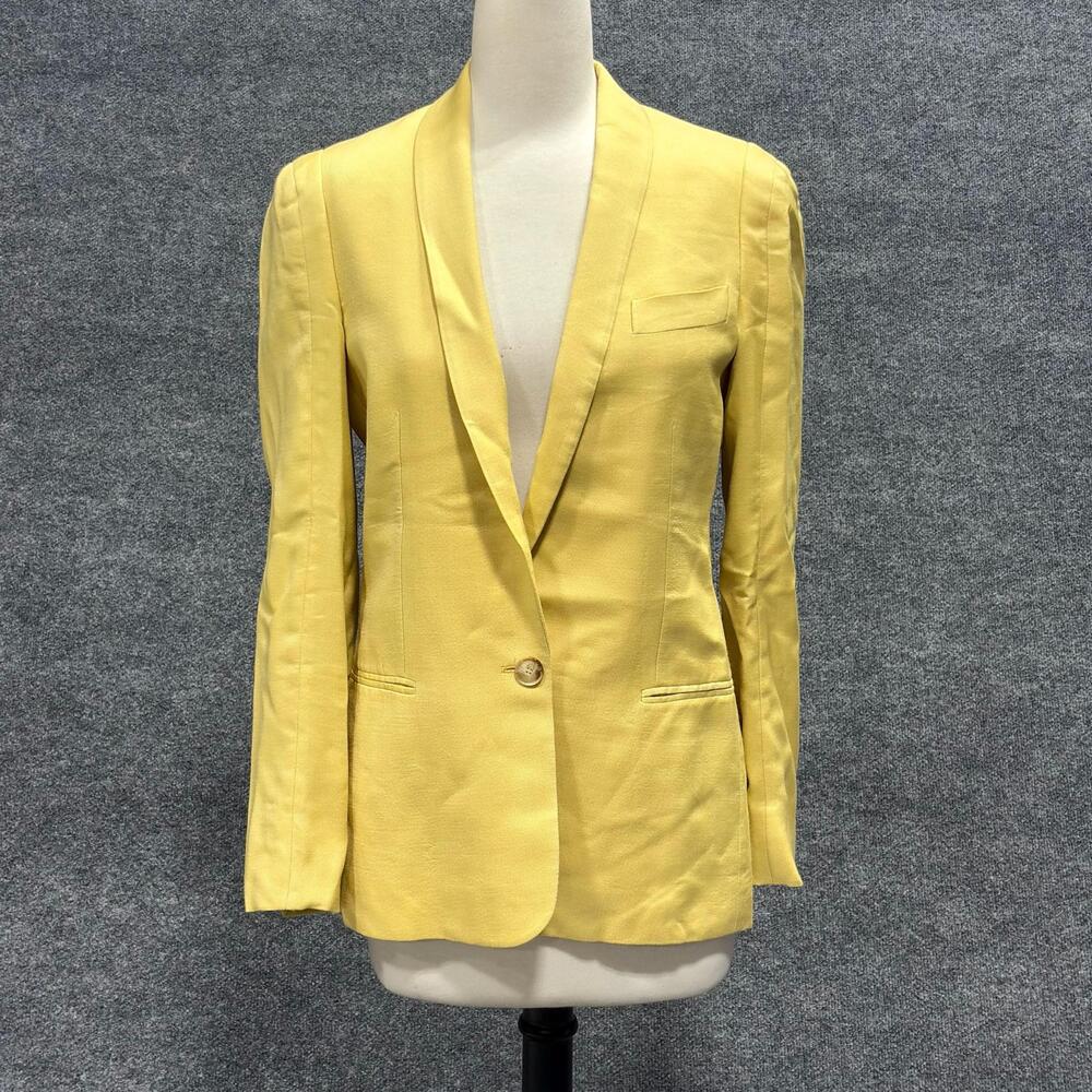 Stella McCartney Blazer Womens 40 Yellow Shawl Tuxedo Jacket Tailored Linen